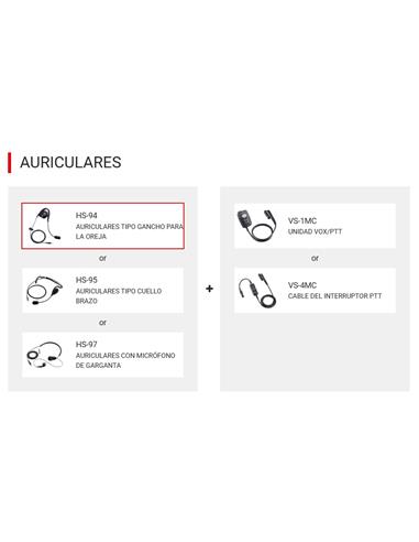 ICOM HS-94 Auricular tipo gancho de oreja de 2.5 mm