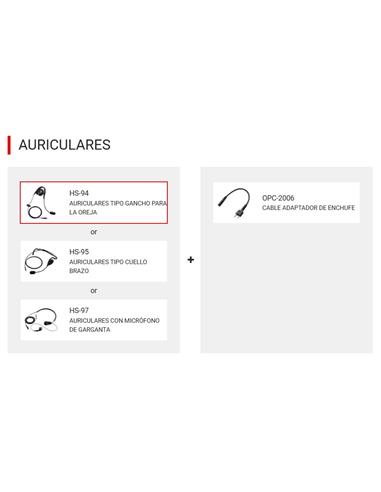ICOM HS-94 Auricular tipo gancho de oreja de 2.5 mm