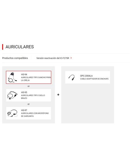 ICOM HS-94 Auricular tipo gancho de oreja de 2.5 mm