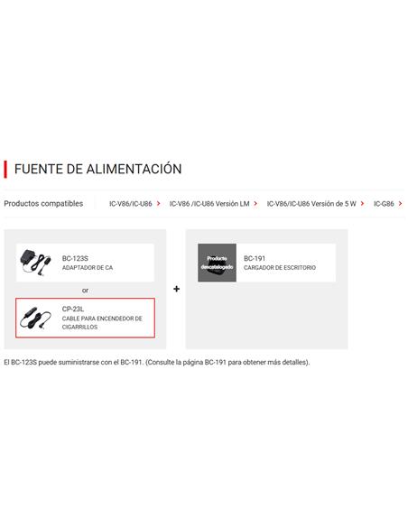 ICOM CP-23L Cable de mechero para vehículo