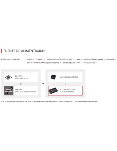 ICOM BC-214N Cargador rápido múltiple (BC-157S + AD-132N)