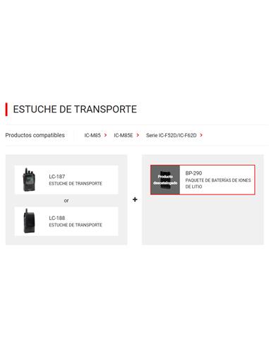 ICOM BP-290 Batería de Litio de 2010mAh IP67 para IC-M85E e IC-F52D/IC-F62D