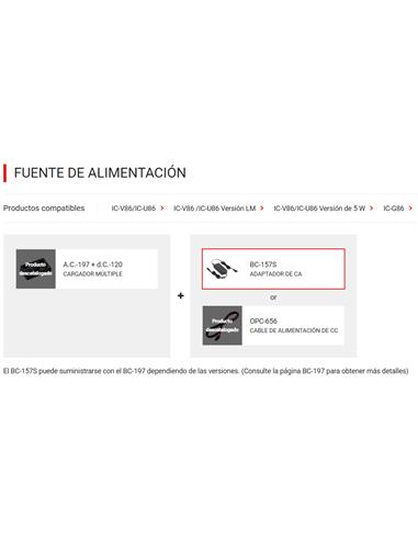 ICOM BC-157S Adaptador AC para BC-121