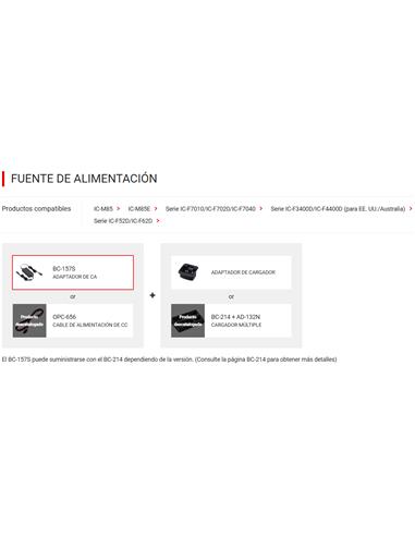 ICOM BC-157S Adaptador AC para BC-121