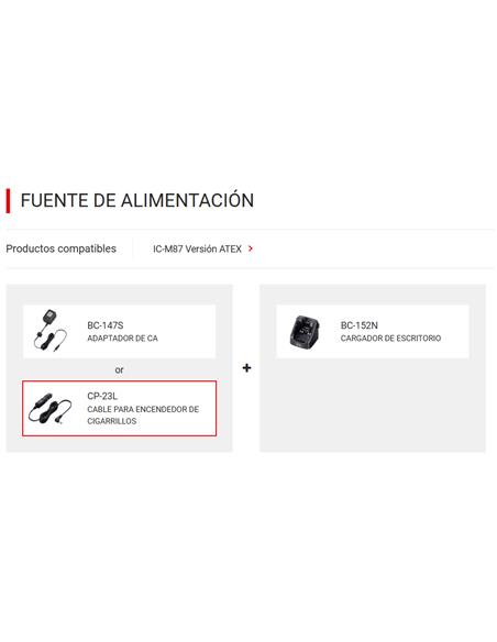 ICOM CP-23L Cable de mechero para vehículo