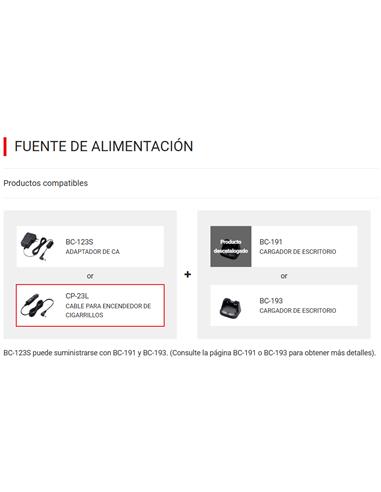 ICOM CP-23L Cable de mechero para vehículo