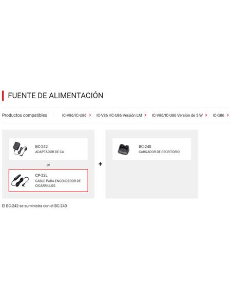 ICOM CP-23L Cable de mechero para vehículo