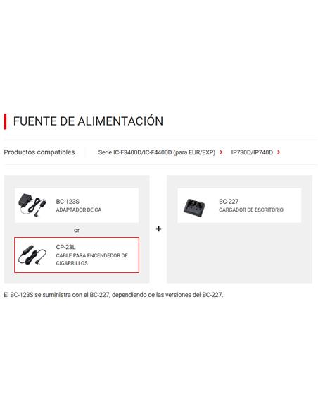 ICOM CP-23L Cable de mechero para vehículo