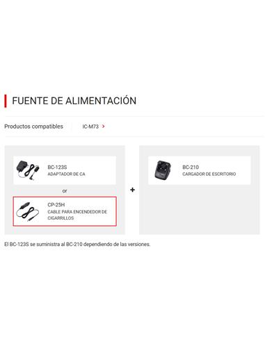 ICOM CP-25H Cable para conexión a mechero