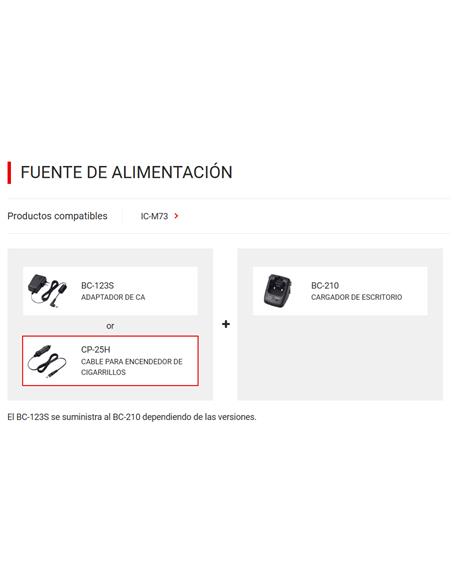 ICOM CP-25H Cable para conexión a mechero