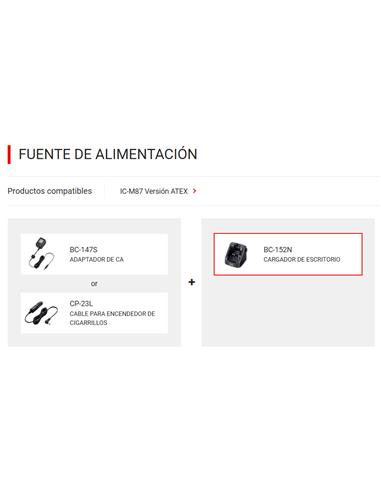 ICOM BC-152N Cargador de sobremesa para IC-M87