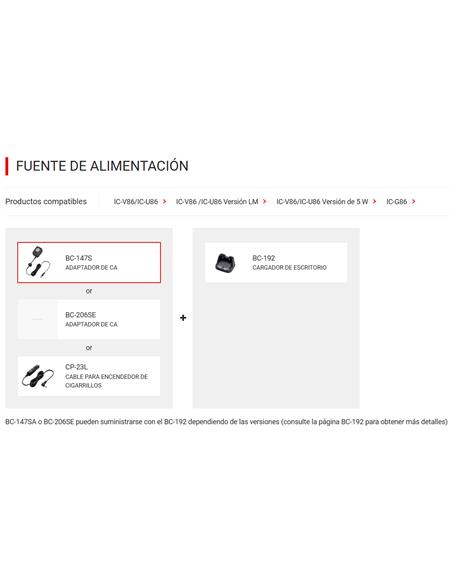 ICOM BC-147E Adaptor AC para BC-152N