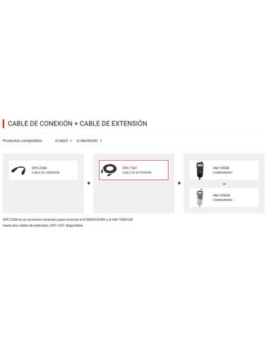 ICOM OPC-1541 cable extensión 6m para COMMANDMIC