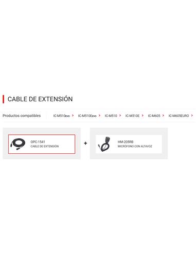 ICOM OPC-1541 cable extensión 6m para COMMANDMIC
