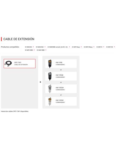 ICOM OPC-1541 cable extensión 6m para COMMANDMIC