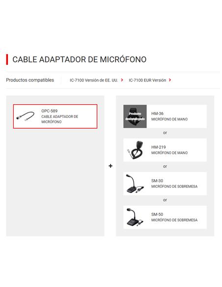 ICOM OPC-589 Cable adaptador micrófono 8 pines a RJ45