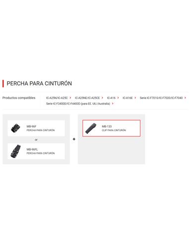 ICOM MB-133 Clip de cinturón tipo cocodrilo para IC-M25