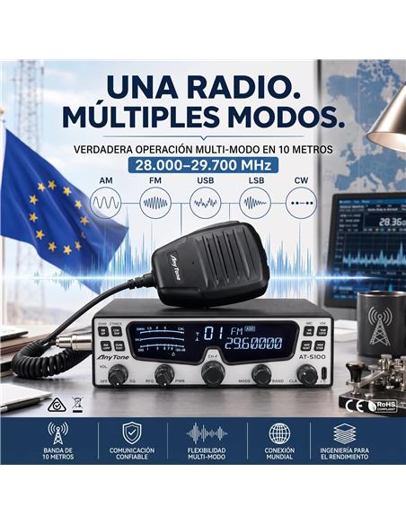 ANYTONE AT-5100BT Emisora móvil 10 metros Wireless